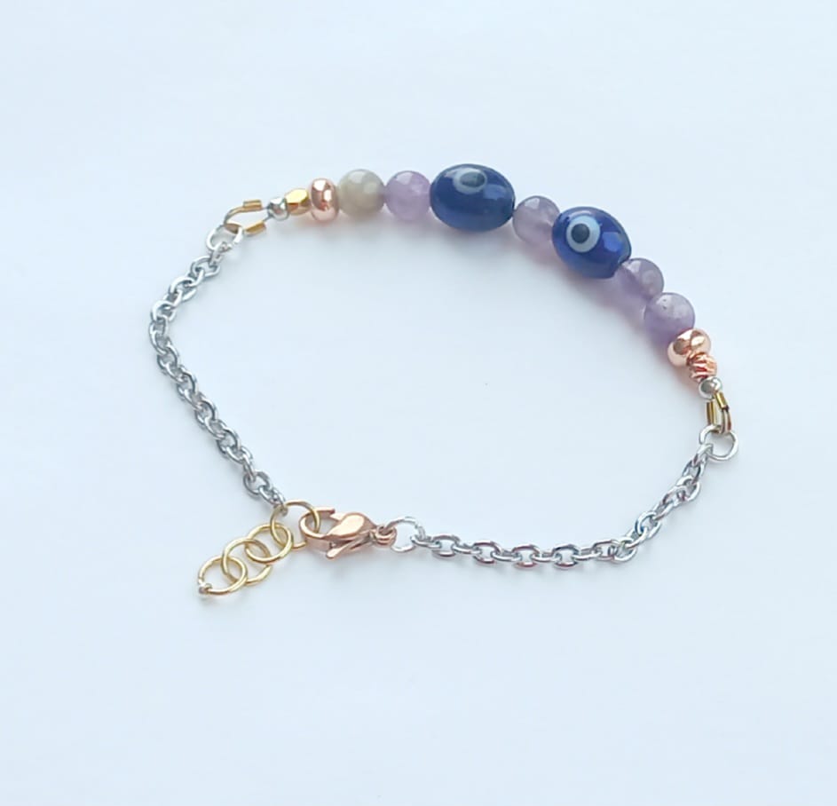 Pulsera de Amatista con Ojitos de Cristal