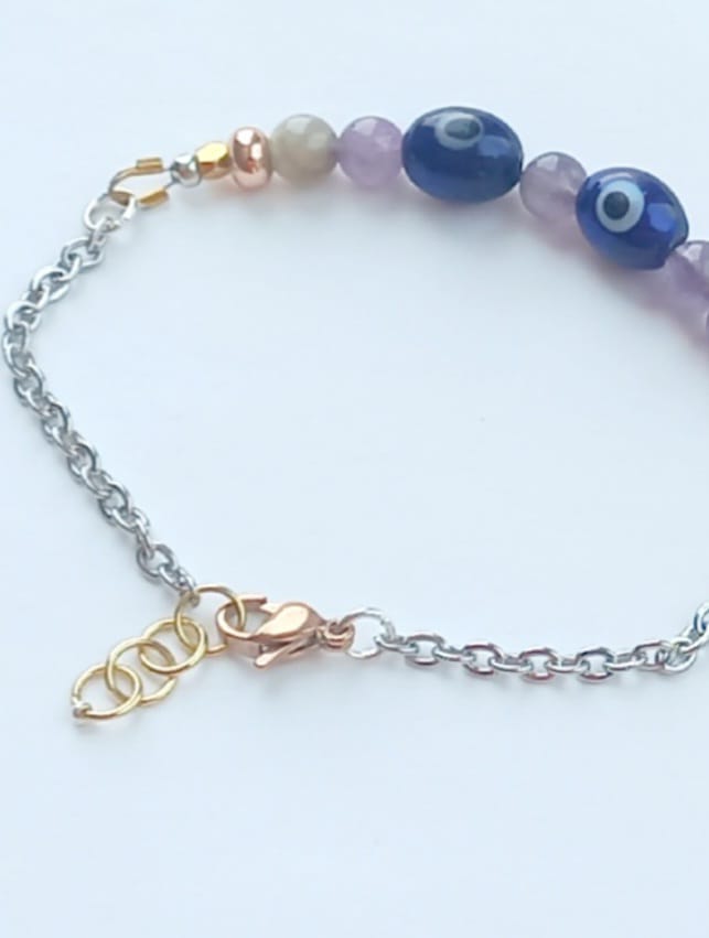 Pulsera de Amatista con Ojitos de Cristal