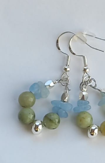 Aretes de Jade con Aquamarina