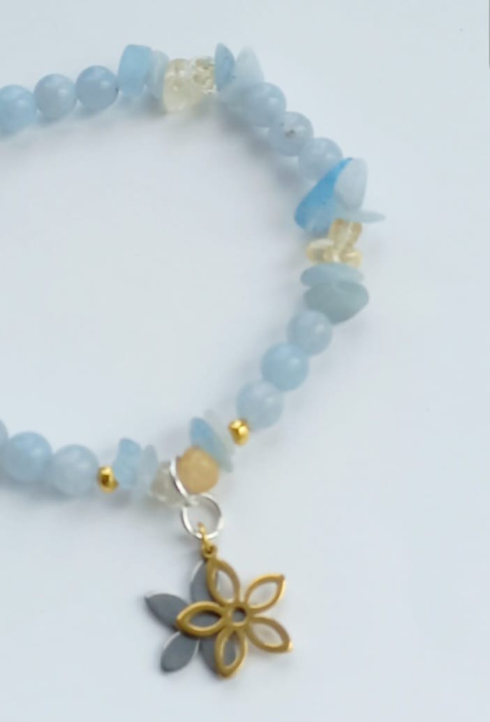 Pulsera de Aquamarina y Citrino