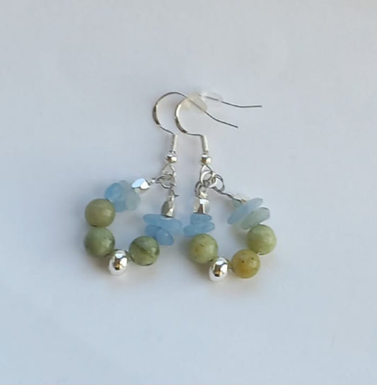 Aretes de Jade con Aquamarina