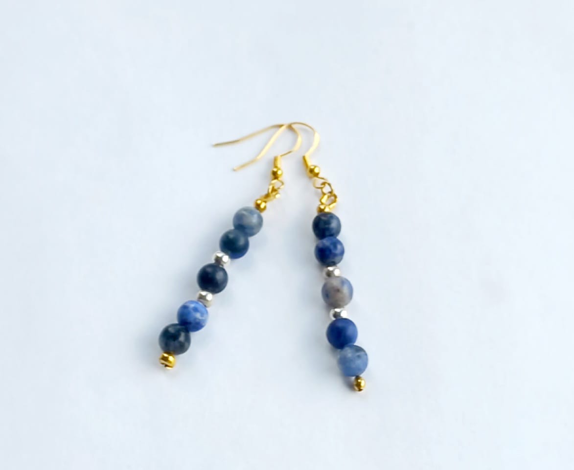 Aretes de Piedra Lunar Azul con plata