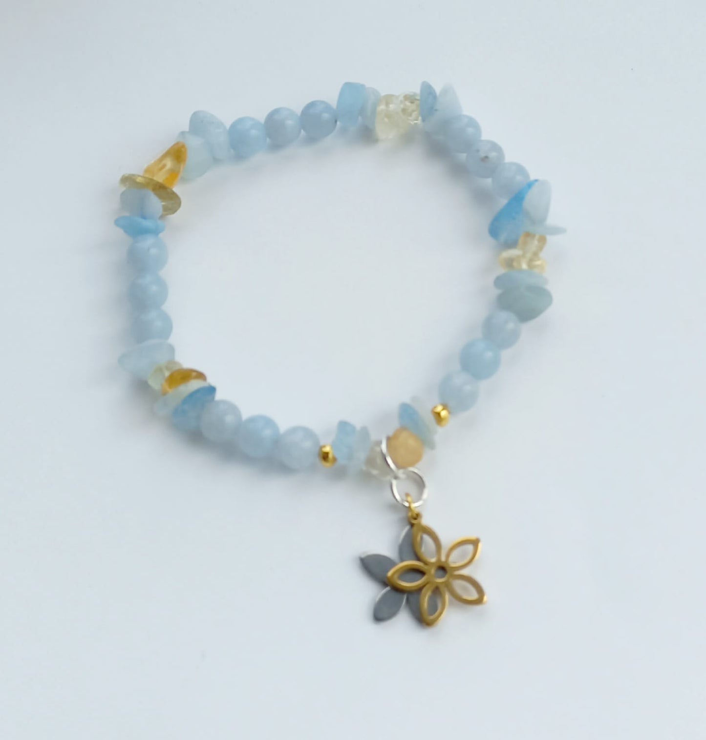 Pulsera de Aquamarina y Citrino